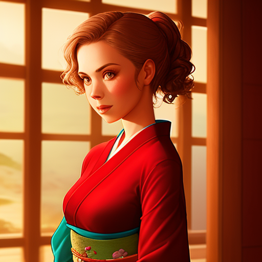 a girl in a red kimono